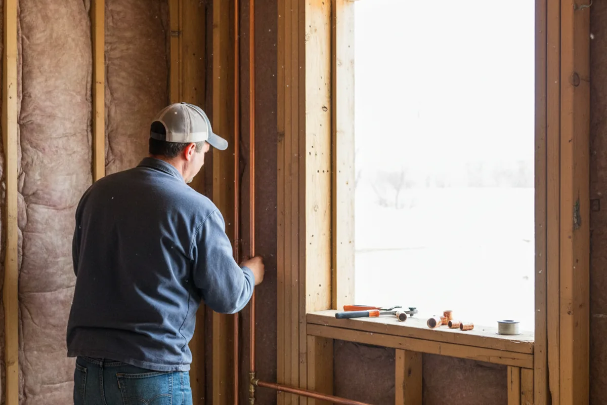 Licensed plumber running new copper supply lines in a Jericho home
