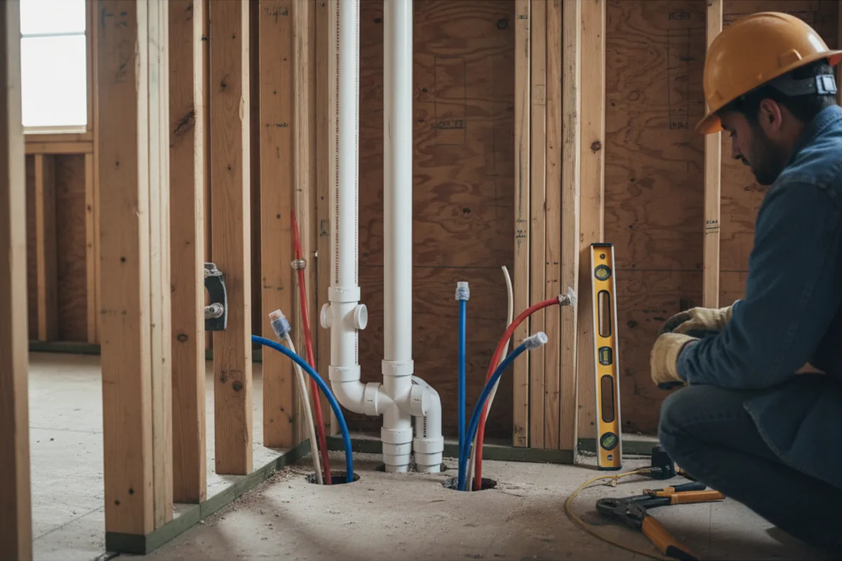 Drain and supply rough-in during Sump Pump Repair in Jericho