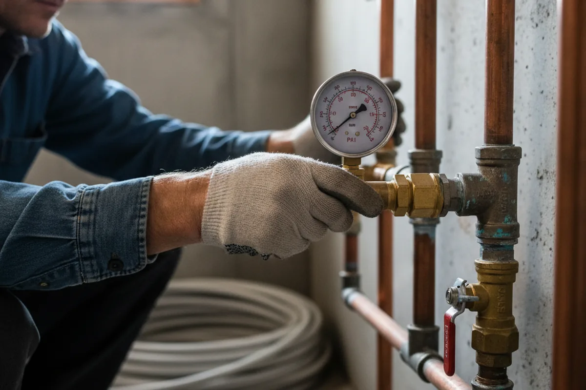 Pressure testing a repaired line during Water Line Repair in Jericho